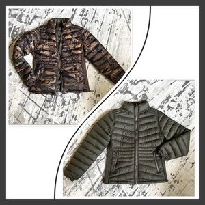 DKNY Reversible Green to Camouflage Puffer Jacket